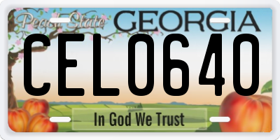 GA license plate CEL0640