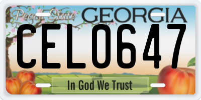 GA license plate CEL0647