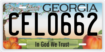 GA license plate CEL0662