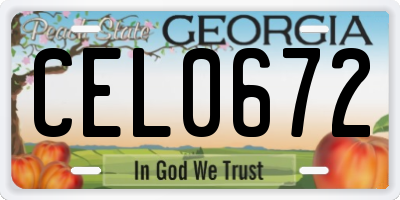 GA license plate CEL0672