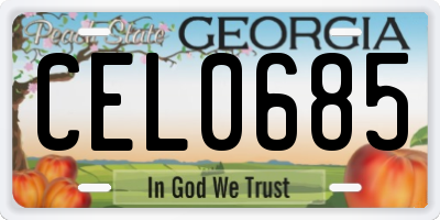 GA license plate CEL0685