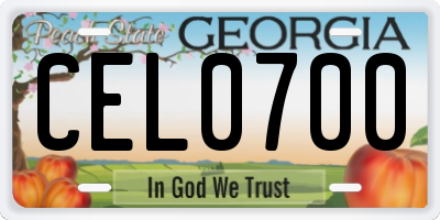GA license plate CEL0700