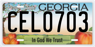 GA license plate CEL0703