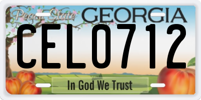 GA license plate CEL0712