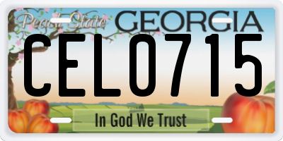 GA license plate CEL0715