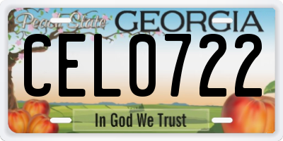 GA license plate CEL0722