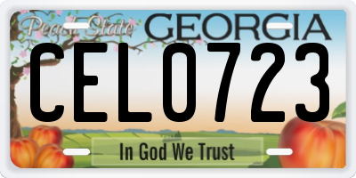 GA license plate CEL0723