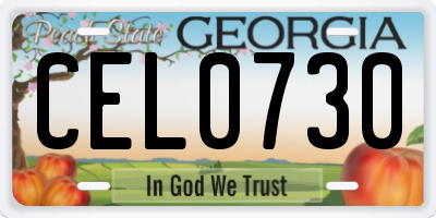 GA license plate CEL0730