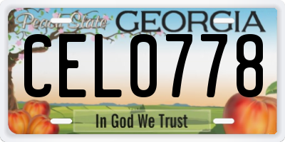 GA license plate CEL0778