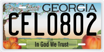 GA license plate CEL0802