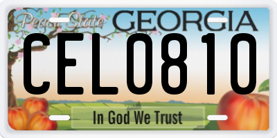 GA license plate CEL0810