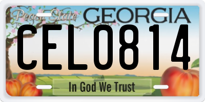 GA license plate CEL0814