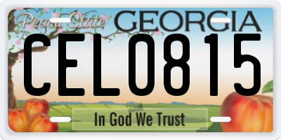GA license plate CEL0815