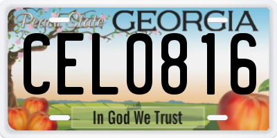 GA license plate CEL0816