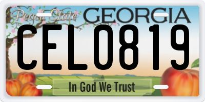 GA license plate CEL0819