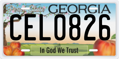 GA license plate CEL0826