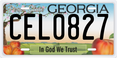 GA license plate CEL0827