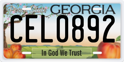 GA license plate CEL0892