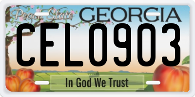 GA license plate CEL0903