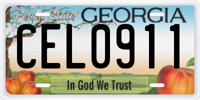 GA license plate CEL0911