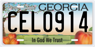 GA license plate CEL0914
