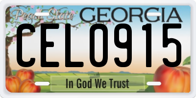GA license plate CEL0915