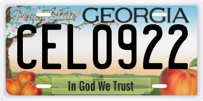 GA license plate CEL0922