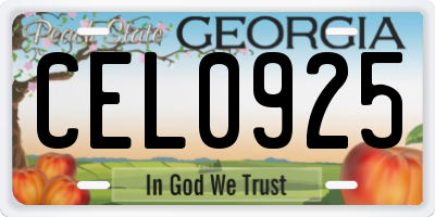 GA license plate CEL0925