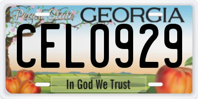 GA license plate CEL0929