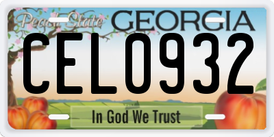 GA license plate CEL0932