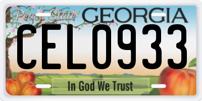 GA license plate CEL0933