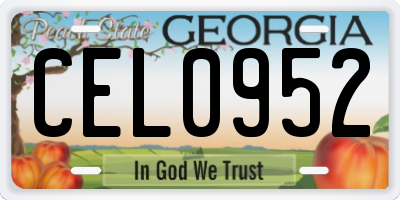 GA license plate CEL0952