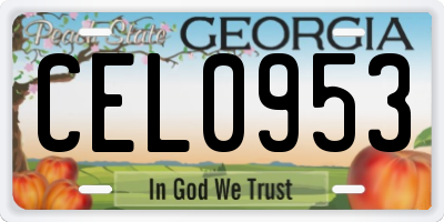 GA license plate CEL0953