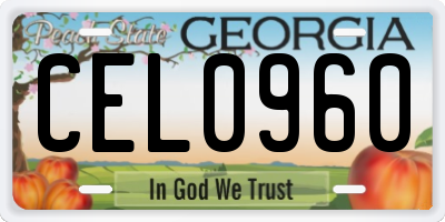 GA license plate CEL0960