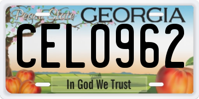 GA license plate CEL0962