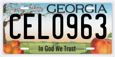 GA license plate CEL0963