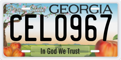 GA license plate CEL0967
