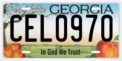 GA license plate CEL0970