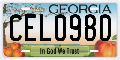 GA license plate CEL0980