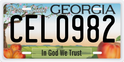 GA license plate CEL0982
