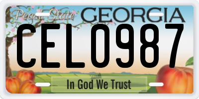 GA license plate CEL0987