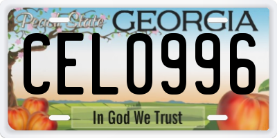 GA license plate CEL0996