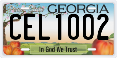 GA license plate CEL1002