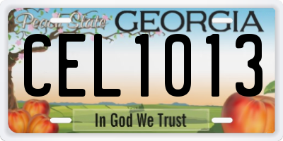 GA license plate CEL1013