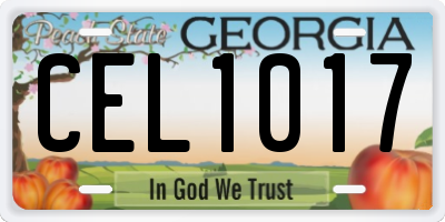 GA license plate CEL1017