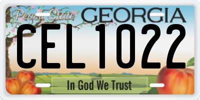 GA license plate CEL1022