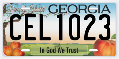 GA license plate CEL1023