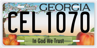 GA license plate CEL1070