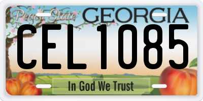 GA license plate CEL1085