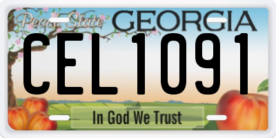 GA license plate CEL1091